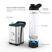 Load image into Gallery viewer, homgeek Personal Mini Blender Smoothie Maker for Juice Shakes and Smoothie,Portable Small Countertop Mixer with 600ml Travel Sport Bottle, 300W