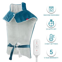 Load image into Gallery viewer, Comfytemp Weighted Heating Pad for Back Pain Relief, 22"x33" XXL Large Electric Heating Pad for Neck and Shoulders with 3 Heat Settings, 2H Auto-Off, Back Heated Wrap for Cramps - Washable