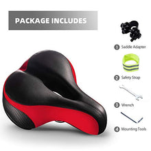 Load image into Gallery viewer, Roguoo Bike Seat, Most Comfortable Bicycle Seat Dual Shock Absorbing Memory Foam Waterproof Bicycle Saddle Bike Seat Replacement with Refective Tape for Mountain Bikes, Road Bikes