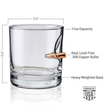Load image into Gallery viewer, The Original BenShot Bullet Rocks Glass with Real .308 Bullet - 11oz | Made in the USA