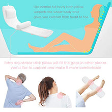 Load image into Gallery viewer, Bath Pillow Full Body, Adjustable Stick Pillow for Waist Support, Head Neck Shoulder Back Rest 11 Suction Cups 3D Mesh Washable