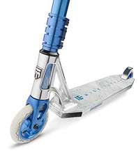 Load image into Gallery viewer, Mongoose Rise 110 Team Youth and Adult Freestyle Kick Scooter, High Impact 110mm Wheels, Bike-Style Grips, Lightweight Alloy Deck, Silver/Blue