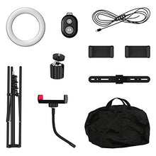 Load image into Gallery viewer, Selvim 10 '' Selfie Ring Light with Tripod & 3 Cellphone Holders for Live Stream/Makeup/Selfie, 128 LED Bulbs 3 Light Modes 10-Level Brightness 360° Rotating, with Bluetooth Remote Control