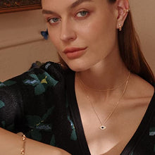 Load image into Gallery viewer, MEVECCO Gold Dainty Evil Eye Necklace for Women 18K Gold Plated Cute Delicate Solitaire Cubic Zirconia Boho Protection Evil Eye Minimalist Simple Necklace Gift