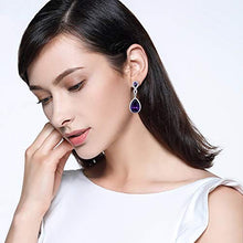 Load image into Gallery viewer, EVER FAITH Silver-Tone Austrian Crystal Zircon Wedding 8-Shaped Pierced Dangle Earrings Tanzanite Color