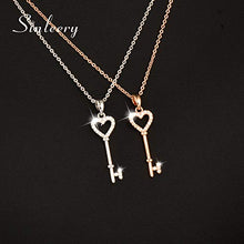 Load image into Gallery viewer, JENNIE SHOP Sweet Micro Pave Crystal Heart Key Necklace&Pendants for Women Brand Jewelry New (Rose Gold)