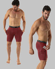 Load image into Gallery viewer, SILKWORLD Men's Compression Shorts Pockets Sports Running Tight,Red-2,M