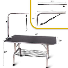 Load image into Gallery viewer, Polar Aurora Pingkay 48'' Black Heavy Duty Pet Professional Dog Show Stainless Steel Foldable Grooming Table w/Adjustable Arm & Noose & Mesh Tray