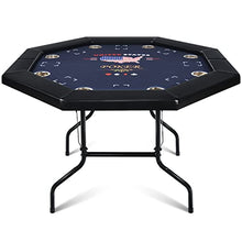 Load image into Gallery viewer, RayChee Poker Table Foldable, 8 Player Octagonal Folding Portable Texas Holdem Table with Water-Resistant Cushioned Rail, 8 Stainless Steel Cup Holders, Casino-Grade Felt Surface (Black)