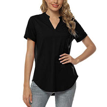 Load image into Gallery viewer, Davenil Women's 3/4 Sleeve V-Neck Tops Loose Tunic Blouses Irregular Hem Casual Shirts Watermelon Red Size S