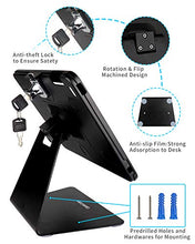 Load image into Gallery viewer, CarrieCathy Desktop Anti-Theft Security Kiosk POS Stand Holder Enclosure for 10.2" 2021 iPad 9th Gen 2020 iPad 8th Gen 2019 iPad 7th Gen, Flip & 360° Swivel Design