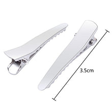 Load image into Gallery viewer, BronaGrand 100pcs 1.38inch Stylish Teeth Bows Hair Clips Prong Curl Clips Hairdressing Salon Hair Grip Silver Color