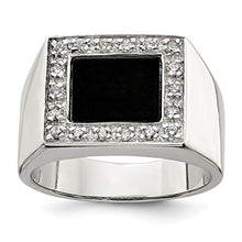Load image into Gallery viewer, 925 Sterling Silver Mens Cubic Zirconia Cz Black Onyx Band Ring Size 9.00 Man Fine Jewelry For Dad Mens Gifts For Him
