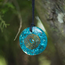Load image into Gallery viewer, Pura Esprit Orgonite Orgone Pendant- Handmade Aquamarine Orgone Energy Generator Chakra Healing Natural Crystal Pendant Necklace for – Emf Protection Reiki Healing Meditation Jewelry