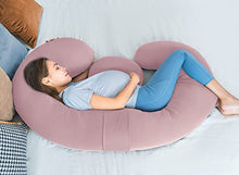 Load image into Gallery viewer, QUEEN ROSE Cooling Pregnancy Pillow - E Shaped Body Pillow for Sleeping Maternity Body Pillow with Detechable Wedge Pillow for Side Sleeping, Cooling Silky Cotton Cover,Pink