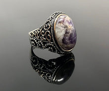 Load image into Gallery viewer, KAR 925K Stamped Sterling Silver Amethyst Men's Ring I1F (12)