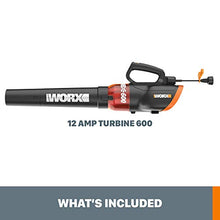 Load image into Gallery viewer, WORX WG520 12 Amp TURBINE 600 Electric Leaf Blower
