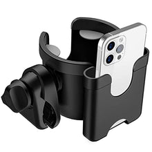 Load image into Gallery viewer, Guiseapue Stroller Cup Holder with Phone Holder, Universal Bottle Holder for Wheelchair, Walker, Bike, Scooter, Stroller Accessories for Uppababy, Nuna, Bugaboo, Doona Stroller, Gifts for Women, Men
