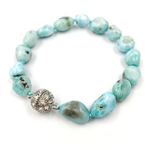 Load image into Gallery viewer, Natural Stone Larimar Bracelet Crystal Magnet Clasp 7.5" …