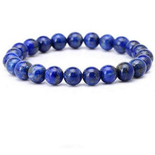 Load image into Gallery viewer, Handmade Lapis Lazuli Bracelet - Gemstone Bracelet - Bead Stretch Bracelet - Friendship Bracelet - Blue Stone Focus Bracelet (8mm)