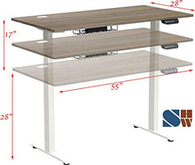 Load image into Gallery viewer, SHW 55-Inch Large Electric Height Adjustable Computer Desk, 55 x 28 Inches, Oak