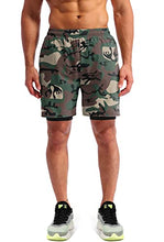 Load image into Gallery viewer, Pudolla Men’s 2 in 1 Running Shorts 7" Quick Dry Gym Athletic Workout Shorts for Men with Phone Pockets(Green Camo X-Large)