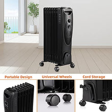 Load image into Gallery viewer, R.W.FLAME Oil Filled Radiator Heater - 3 Heat Settings, Adjustable Thermostat, Quiet and Portable Space Heater with Tip-over & Overheating Functions (27", Black)