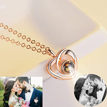 Load image into Gallery viewer, Custom Photo Projective Necklace, The Memory of Love Nanotechnology Necklace 925 Sterling Silver Girls' Pendants Necklace (Rose gold Black and white 14)
