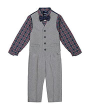 Load image into Gallery viewer, IZOD Boys' 4-Piece Set with Collared Dress Shirt, Tie, Vest, and Pants, Silverware, 3T