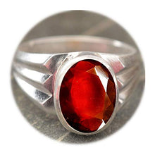 Load image into Gallery viewer, Jewelryonclick Natural Hessonite 5 Carat Gemstone Silver Rings for Men January Garnet Birthstone in Size 7
