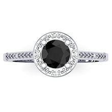 Load image into Gallery viewer, Dazzlingrock Collection 0.60 Carat (ctw) 10K Round Cut Black & White Diamond Ladies Bridal Engagement Halo Style Ring, White Gold, Size 6.5