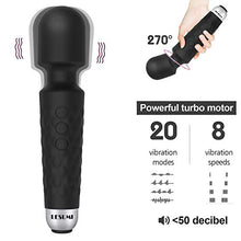 Load image into Gallery viewer, LESUMI Upgraded Personal Wand Massager with Memory - Premium with 8 Speeds 20 Patterns and One-Click Recovery - Mini Handheld Powerful Rechargeable for Neck Back Stress Relief Relax Muscles (Black)