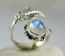 Load image into Gallery viewer, Rainbow Moonstone Silver Ring, Rainbow Moonstone, Moonstone Ring, 925 Sterling Silver, Silver Ring, Handmade Jewelry, Size 4-13 US