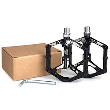 Load image into Gallery viewer, LYCAON Bike Bicycle Pedals, Light Aluminum Alloy Casting Body, 2DU Sealed Bearing Pedal for 9/16 MTB BMX Road Mountain Bike Cycle (Black, Aluminum-Color)
