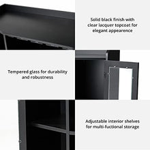 Load image into Gallery viewer, Glitzhome Wood Buffet Bar Cabinet Kitchen Storage Sideboard with Wine Storage Wooden Storage Cabinet with Glass Doors for Kitchen Dining Room,36.6”H