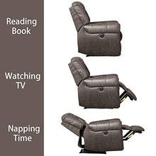 Load image into Gallery viewer, ANJ Electric Recliner Chair W/Breathable Bonded Leather, Classic Single Sofa Home Theater Recliner Seating W/USB Port (Smoky Gray)