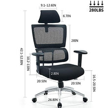 Load image into Gallery viewer, Ticova Ergonomic Office Chair - High Back Desk Chair with Elastic Lumbar Support & Thick Seat Cushion - 140°Reclining & Rocking Mesh Computer Chair with Adjustable Headrest, Armrest