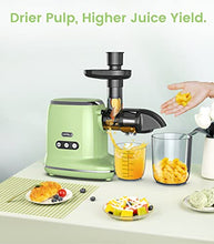 Load image into Gallery viewer, Juicer Machines, ORFELD Cold Press Juicer with 92% Juice Yield & Purest Juice, Easy Cleaning & Quiet Motor Juice Extractor for Vegetables and Fruits (Green)