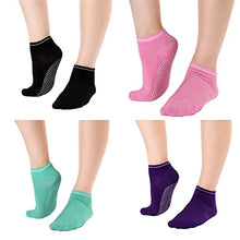 Load image into Gallery viewer, JKLO 3 Pairs Women Bandage Yoga Socks Quick-Dry Damping Pilates Ballet Socks Good Grip for Women Cotton Socks 908 (Color : Style 3 Gray, Size : 5 Pairs One Size)