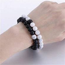 Load image into Gallery viewer, Bayetss Men Women Lava Bracelet Beads Bracelet Bangle Stretch Stone Beads Bracelets Friendship Couples Gifts,Black and White