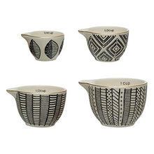 Load image into Gallery viewer, Creative Co-Op Stoneware, Black & White, Set of 4 Measuring Cup, 4.5"