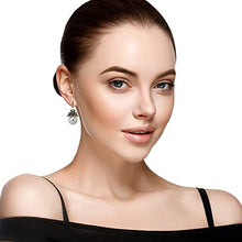 Load image into Gallery viewer, The Retro Vintage Fashion Luxury Flower Matt Black Pearl with Zircon Earrings with S925 Silver Post for Women Girl Gifts Valentines/Birthday/ Anniversary / Mother’s Day