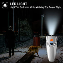 Load image into Gallery viewer, Dog Barking Control Devices Dual Sensor Anti Barking Device with Training/Deterrent Modes Dog Whistle to Stop Barking Ultrasonic Dog Barking Deterrent with LED Flashlight 25 FT Range Rechargeable