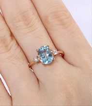 Load image into Gallery viewer, Duan Fashion Jewelry 14k Gold Filled Natural Aquamarine Crystal Ring, Blue Topaz Natural Gemstone Engagement Wedding Ring Lady Size 6-10 (Size 7)