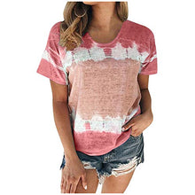 Load image into Gallery viewer, Aniywn Plus Size T-Shirt,Women Summer Casual O-Neck Short Sleeve Printing Patchwork Tunic Tops Basic Shirts Wine
