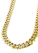 Load image into Gallery viewer, The Diamond Deal Mens Hollow 14K Yellow Gold Shiny Miami Cuban Link Chain Mens Bracelet with Secure Box-Lock Clasp (8.5", or 9 inch)