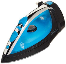 Load image into Gallery viewer, Sunbeam Steam Master 1400 Watt Mid-size Anti-Drip Non-Stick Soleplate Iron with Variable Steam control and 8' Retractable Cord, Black/Blue, GCSBCL-202-000
