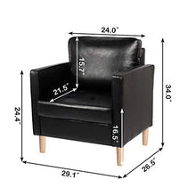 Load image into Gallery viewer, AILEEKISS Mid-Century Sectional Sofa Set Faux Leather Office 3 Pcs Couch Set with Armrest Modern Upholstered Loveseat Couches (1-Seater+1-Seater+2-Seater, Black)
