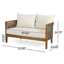 Load image into Gallery viewer, CHRISTOPHER KNIGHT HOME Burchett Outdoor 4pc Chat Set - Acacia Wood and Wicker - Teak/Mixed Brown/Beige