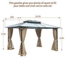 Load image into Gallery viewer, Aoxun 10x13FT Outdoor Double Roof Hardtop Gazebo Canopy, Aluminum Frame Grill Pergola for Patios with Netting and Curtains for Gardens,Terraces,Patio